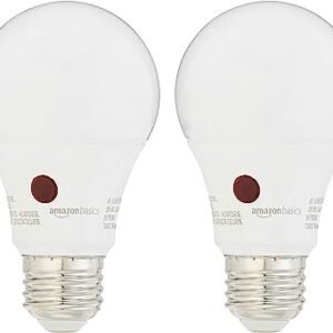 Basics 60W Equivalent, Soft White, Dusk to Dawn Sensor, Non-Dimmable, A19 LED Light Bulb , 2-Pack